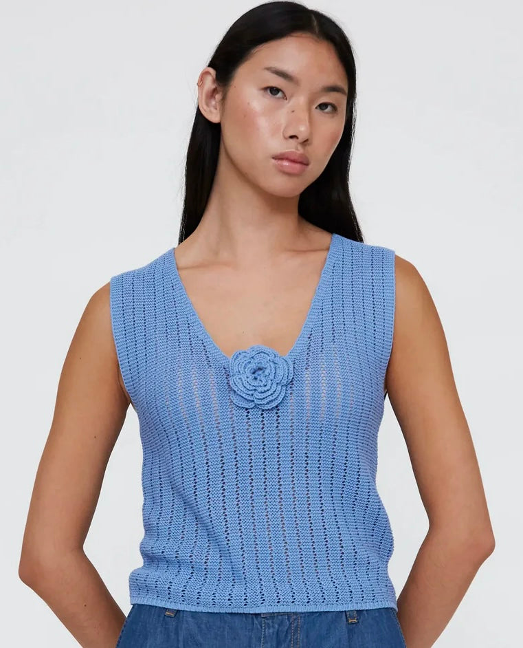 Wild Pony Wedgwood Blue Crotchet Top