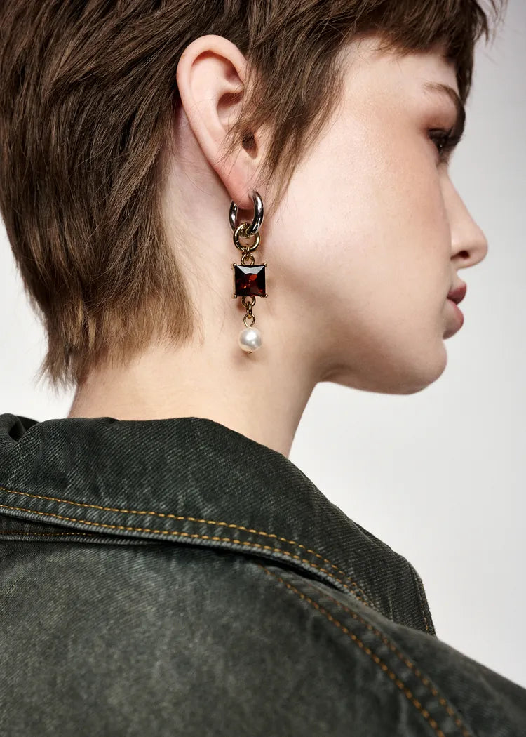 Essentiel Antwerp Mismatched Charm Hoop Earrings