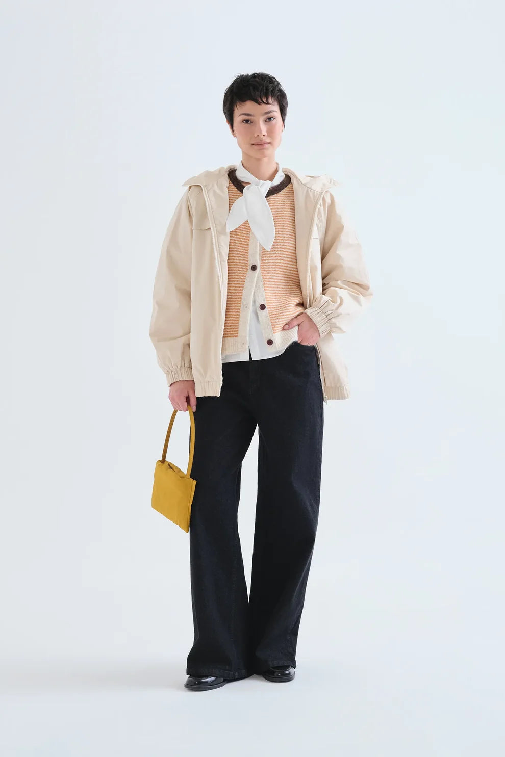 Compañia Fantástica Orange Stripe Knitted Button Up Vest