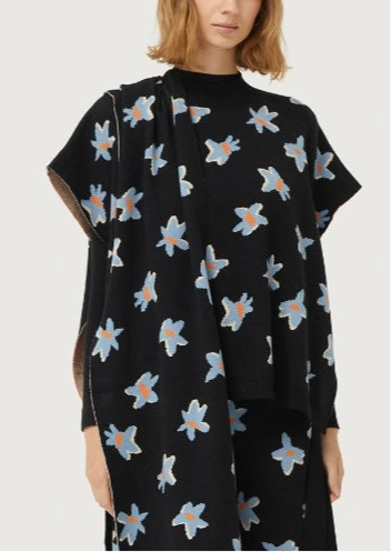 Compania Fantastica Black Jacquard Floral Print Long Scarf