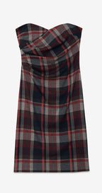 Ottod’Ame Black Red Tartan Strapless Dress