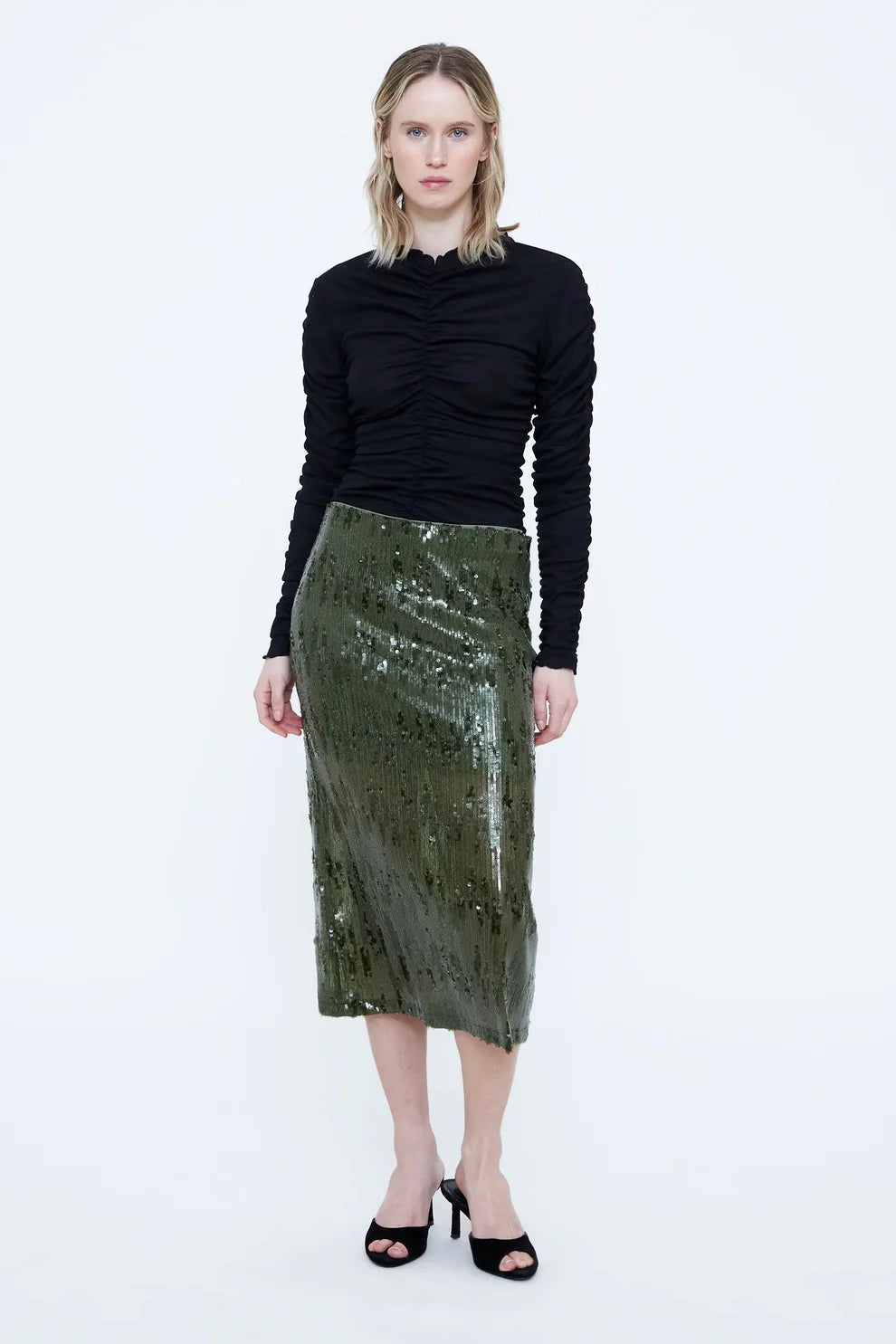 Wild Pony Green Sequin Midi Skirt