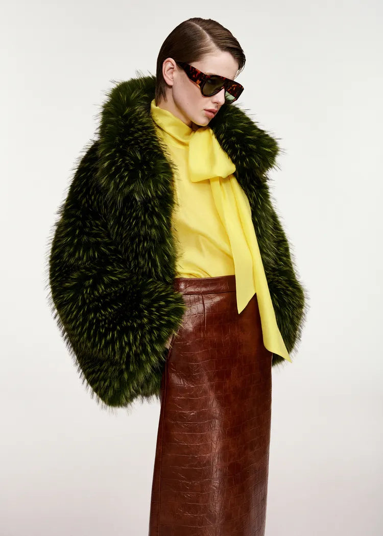 Essentiel Antwerp Green Faux Fur Jacket