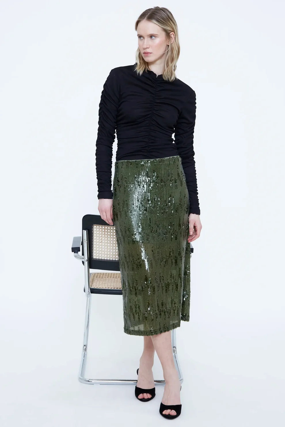 Wild Pony Green Sequin Midi Skirt