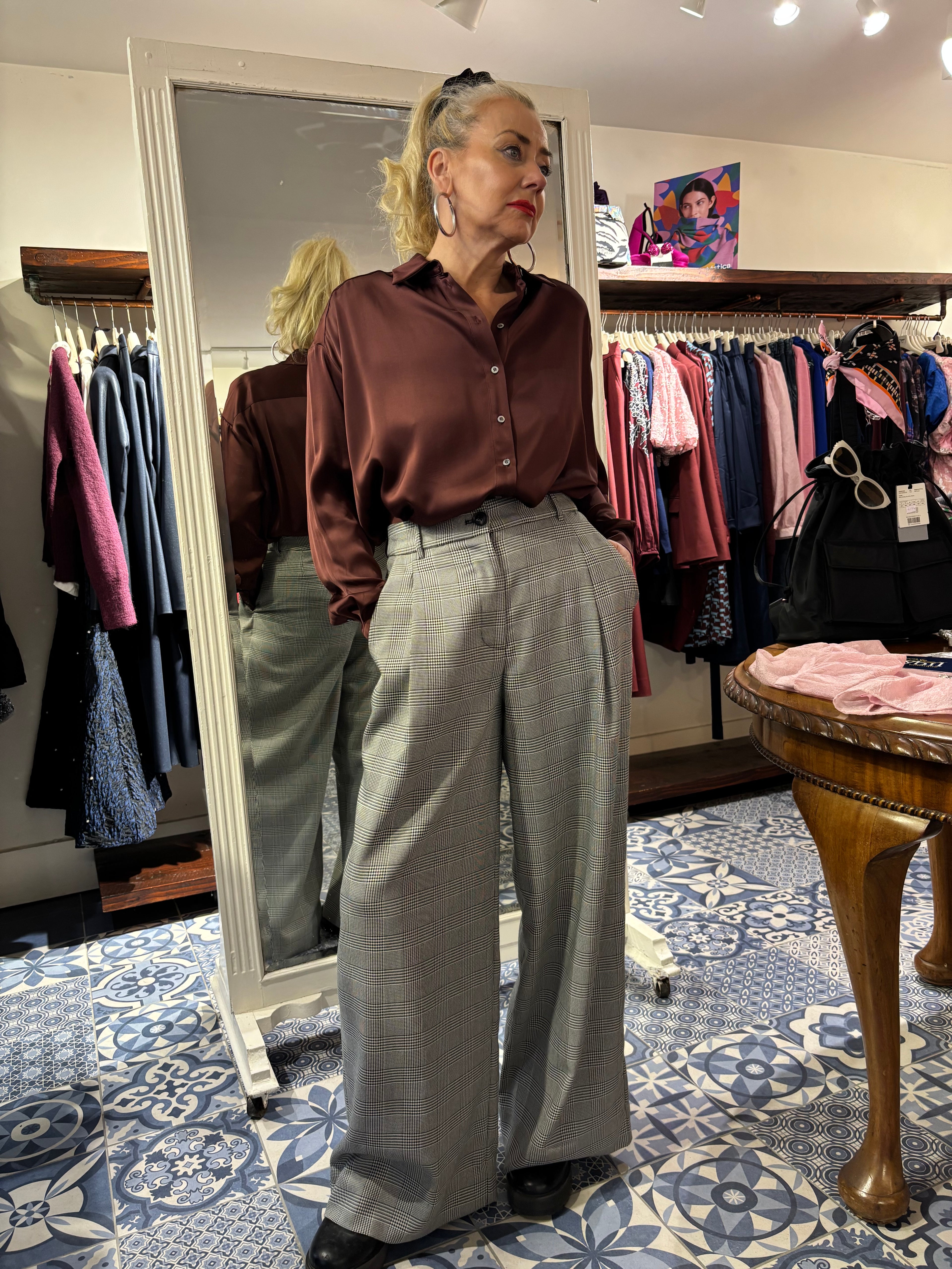 Ottod’Ame Burgundy Satin Shirt