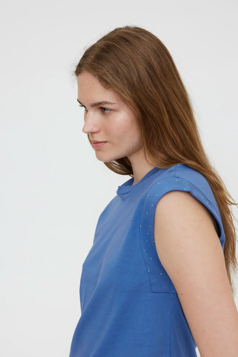 Wild Pony Blue Cap Sleeve T-Shirt with Tiny Sequins