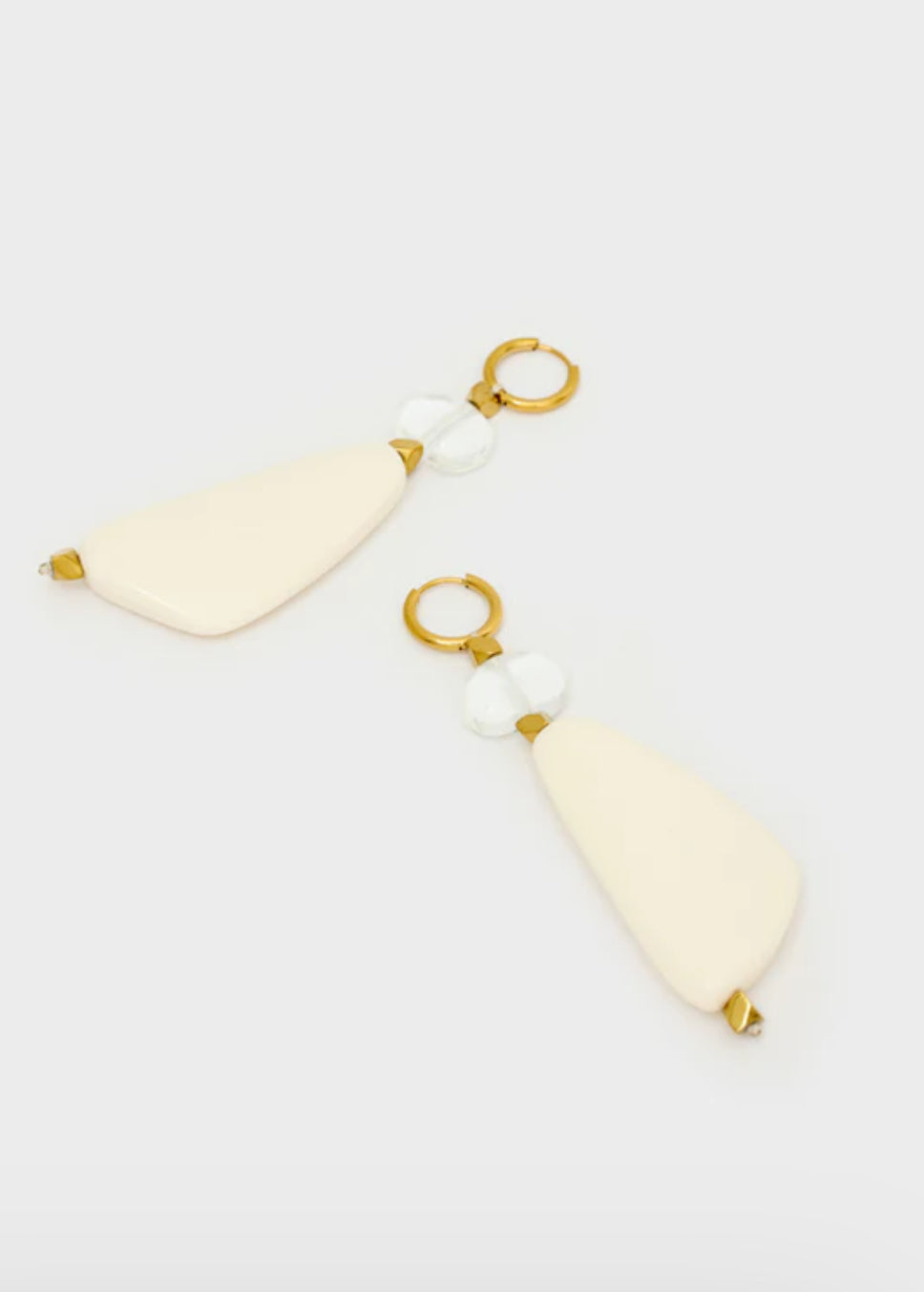 NALI Cream Resin Gold Hoop Drop Earrings
