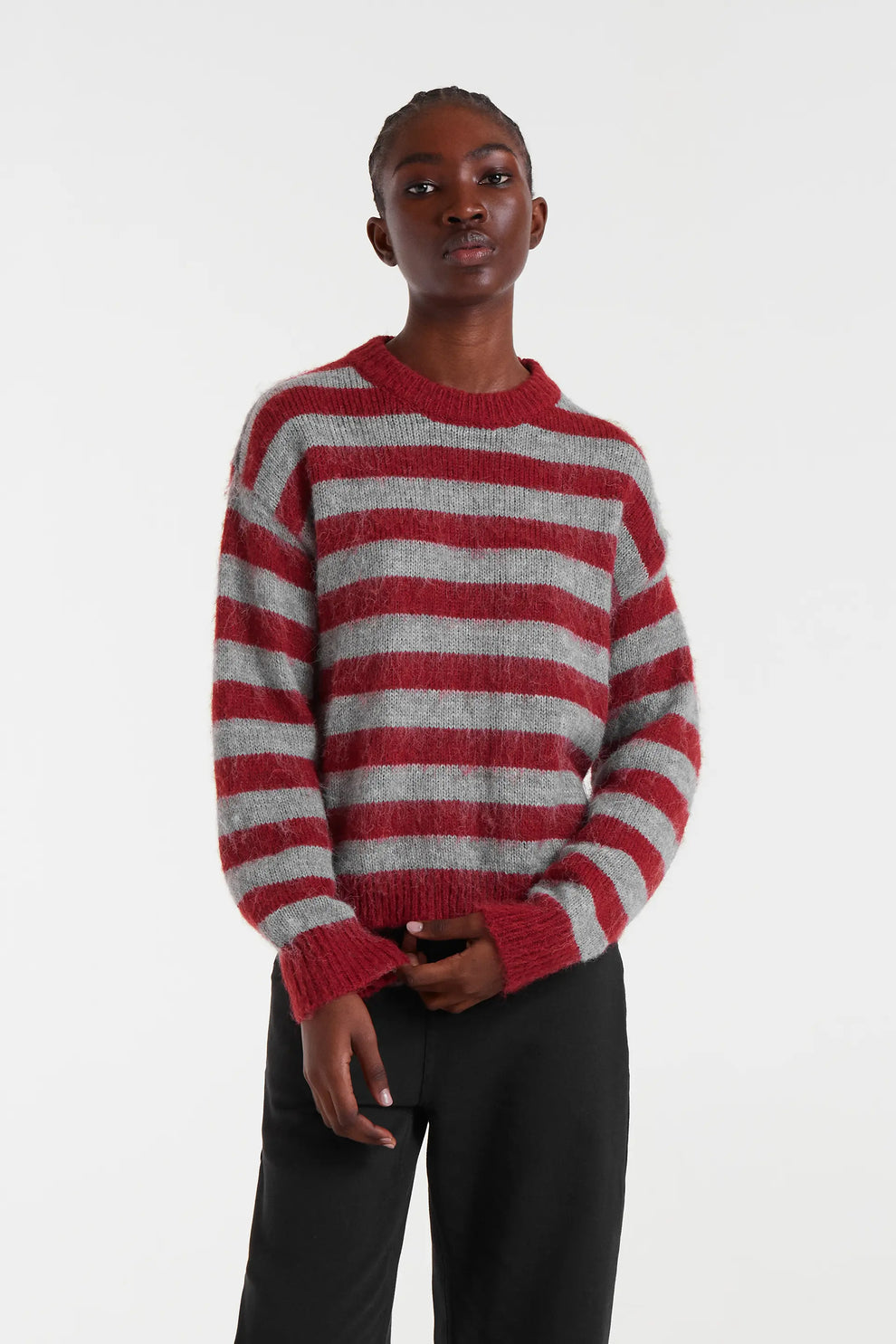 Compañia Fantastica Red & Grey Striped Knit Jumper