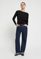 Ottod’Ame Black Viscose Knit Jumper with Boat Neck
