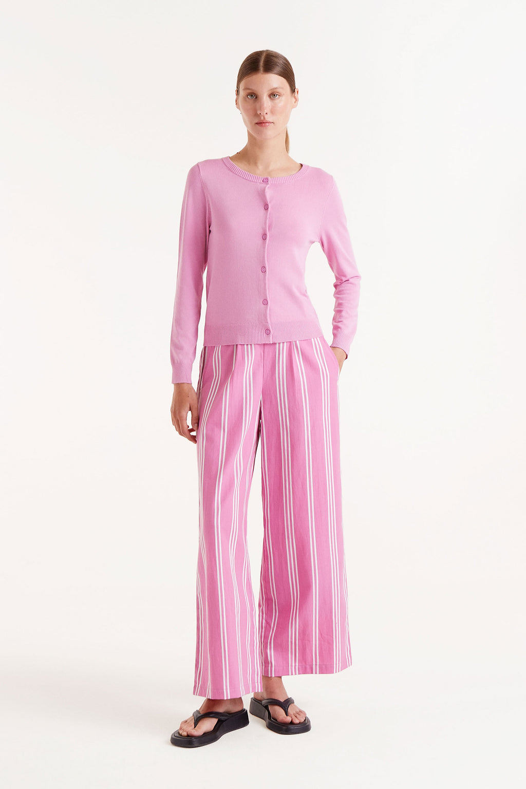 Compañia Fantastica Pink fine knit cardigan