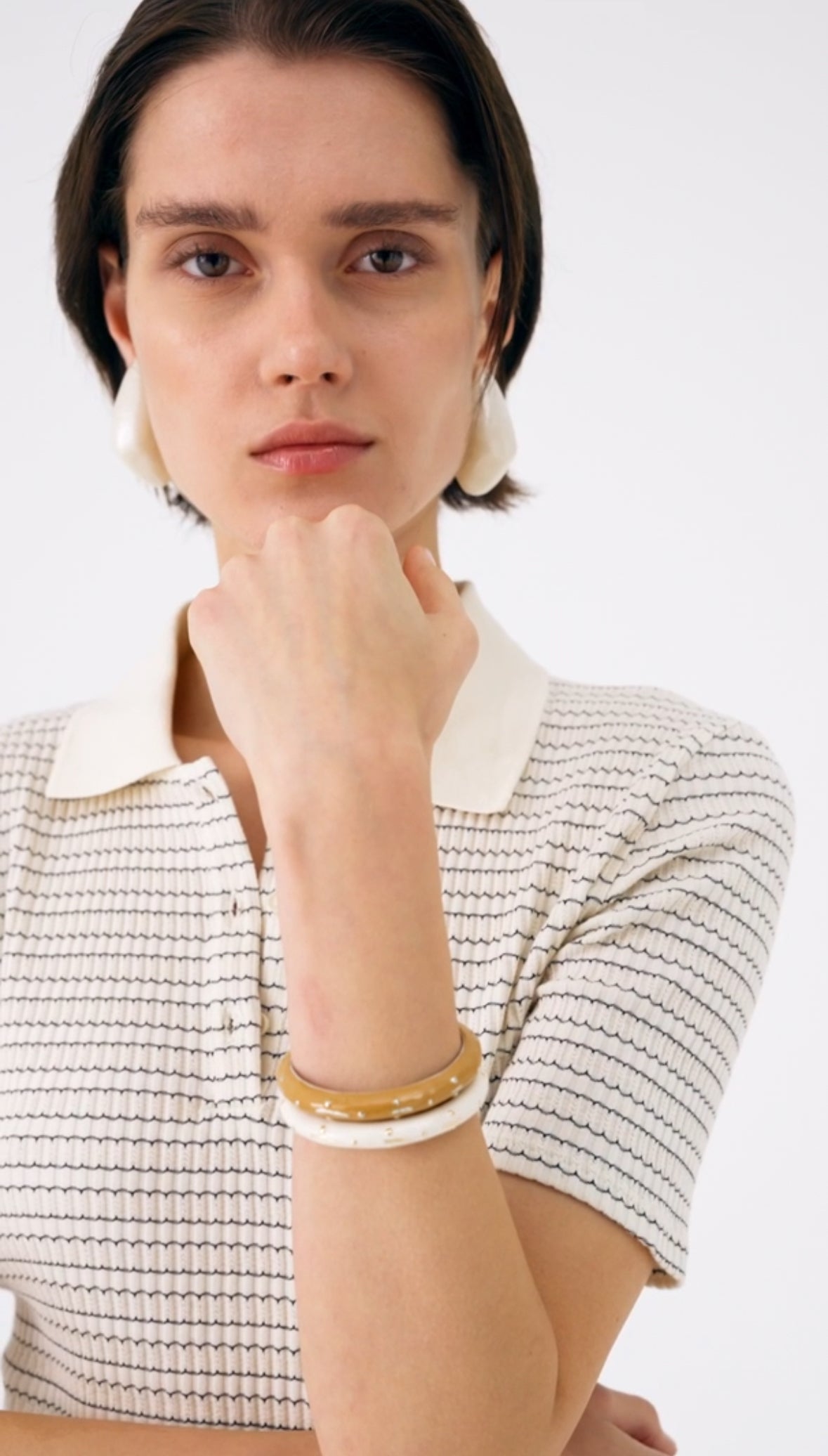 NALI Mother of Pearl Resin Clip-on Earrings