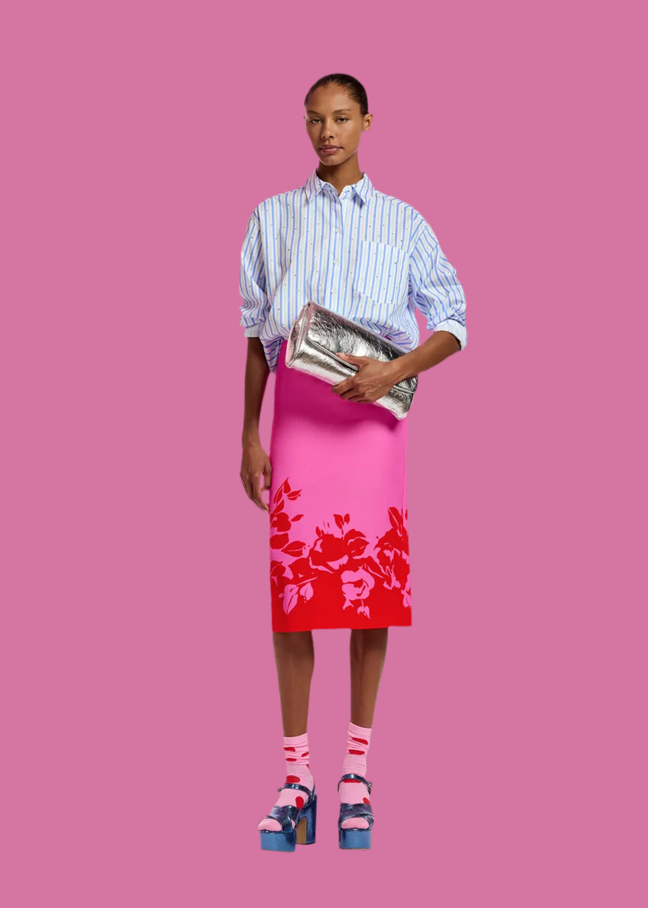 Essentiel Antwerp White and Blue Rhinestone Embellished Shirt