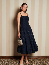 Load image into Gallery viewer, DREAM Sister Jane Navy Midi Dress with Crystal Embellishments
