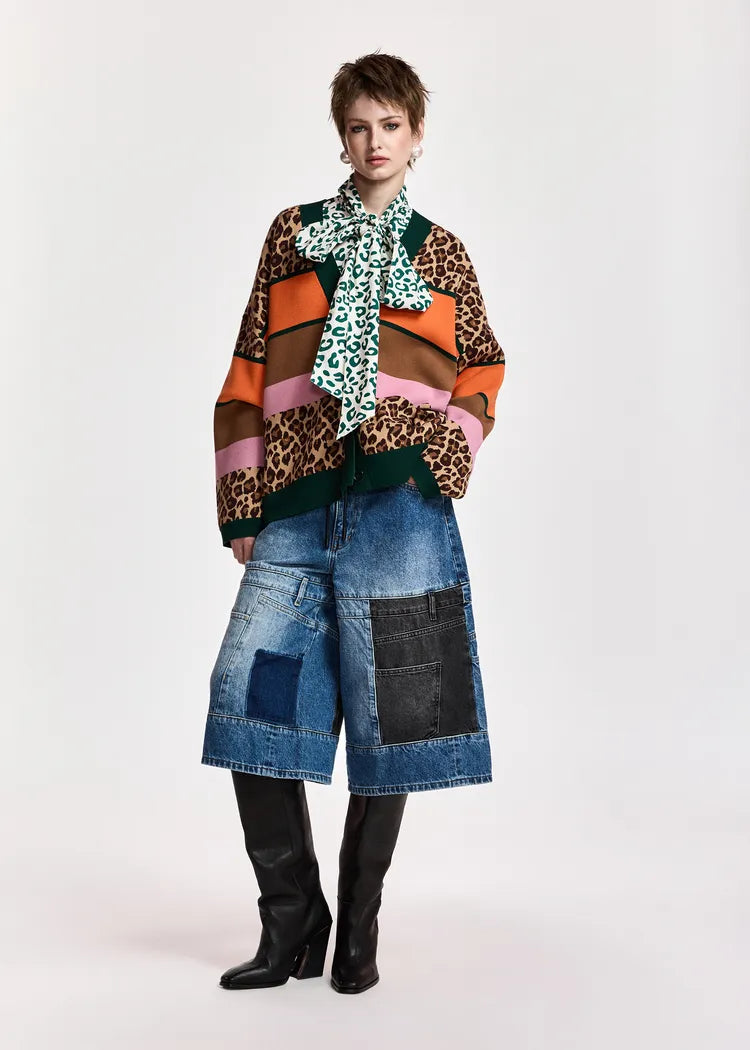 Essentiel Antwerp Leopard Print Knit Cardigan