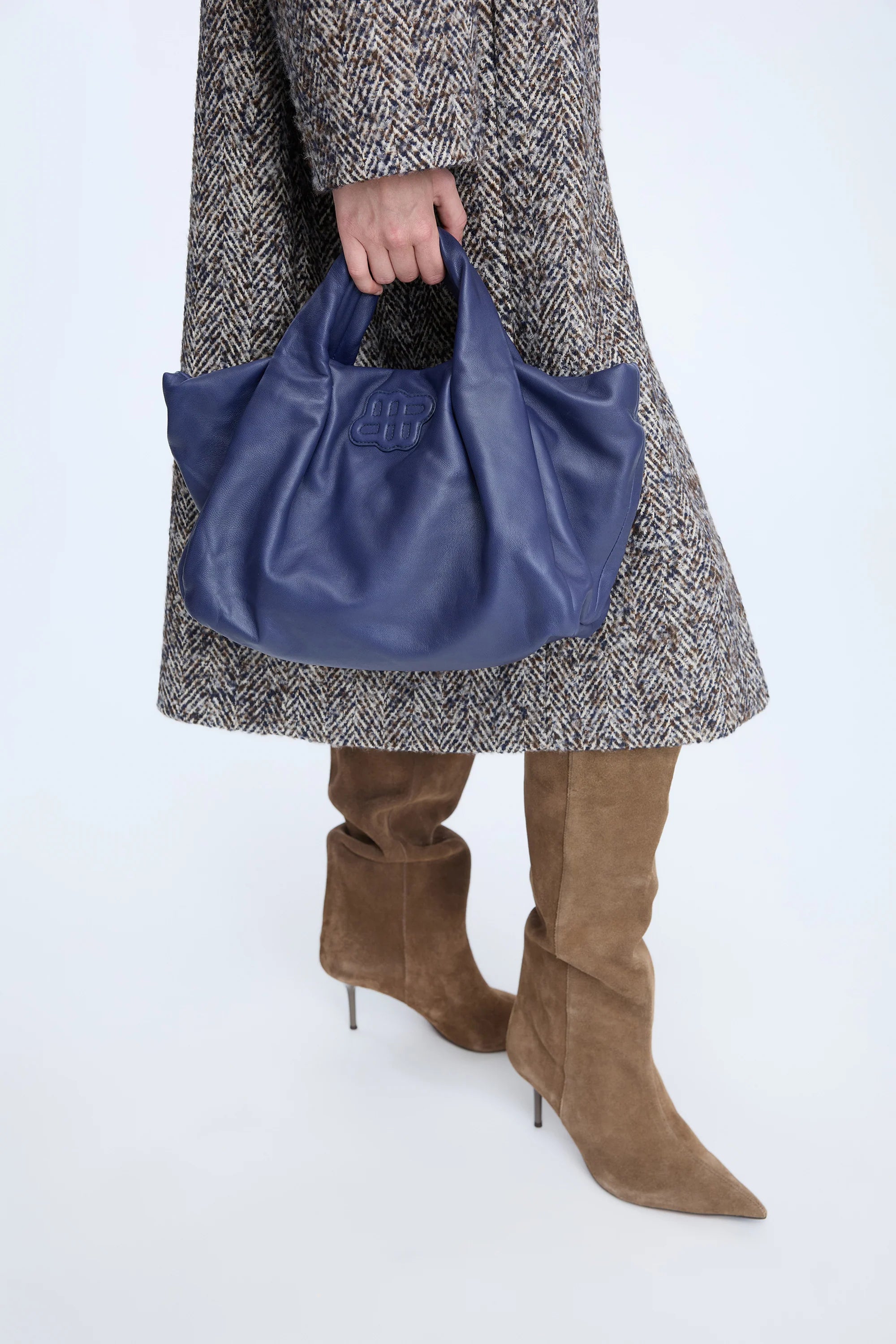 MUNTHE LIX 100% Leather Navy Handbag
