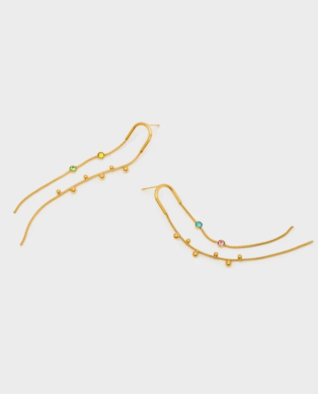 NALI Long Gold Earrings with Gold & Crystal Embellishments