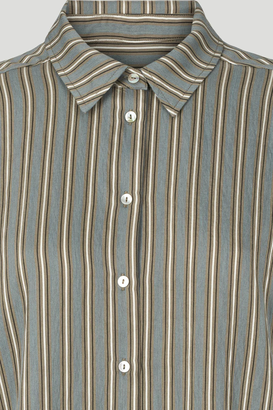 PBO Khaki Linen Stripe Shirt