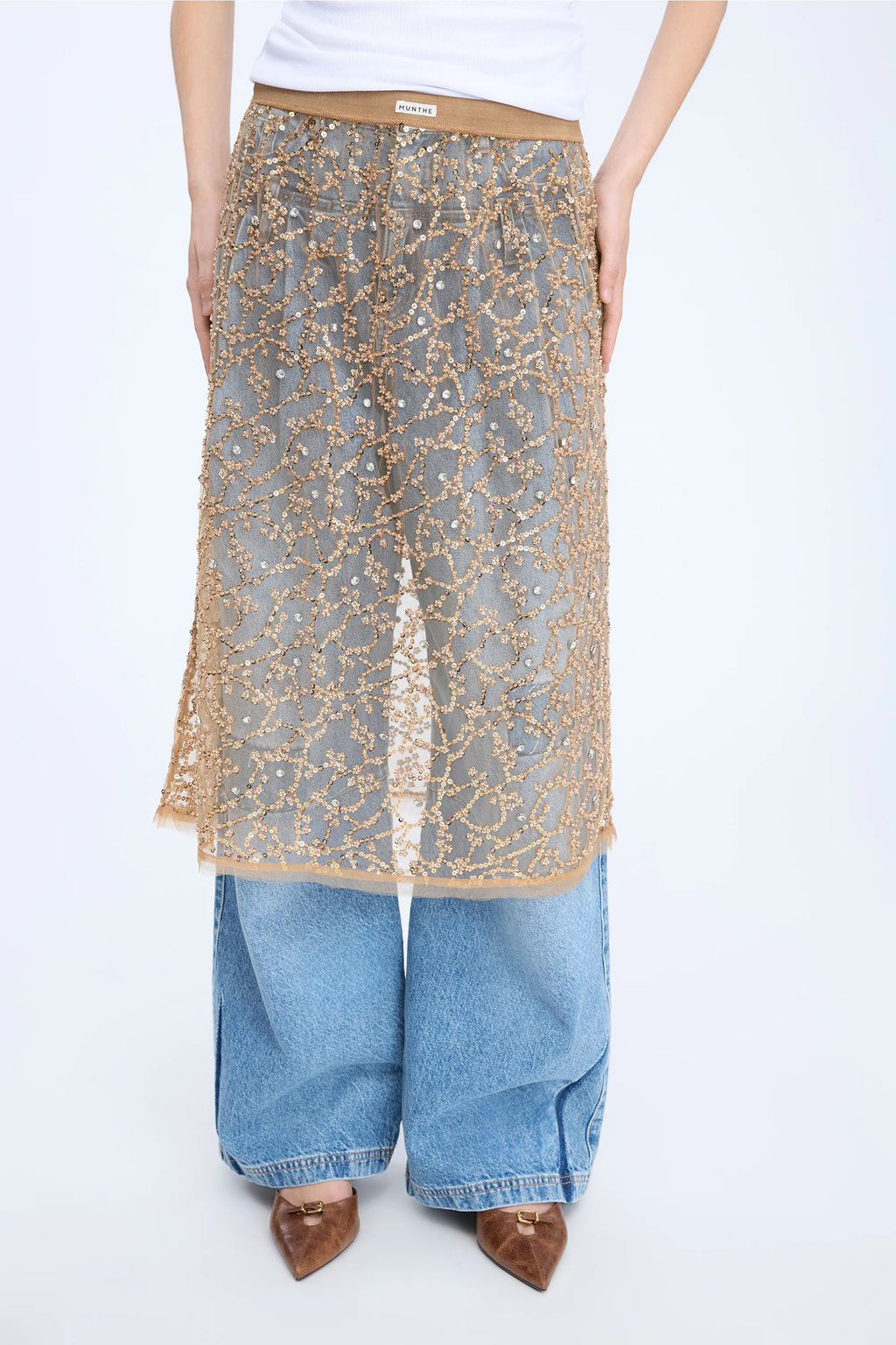 MUNTHE NINIA Gold Sheer Skirt