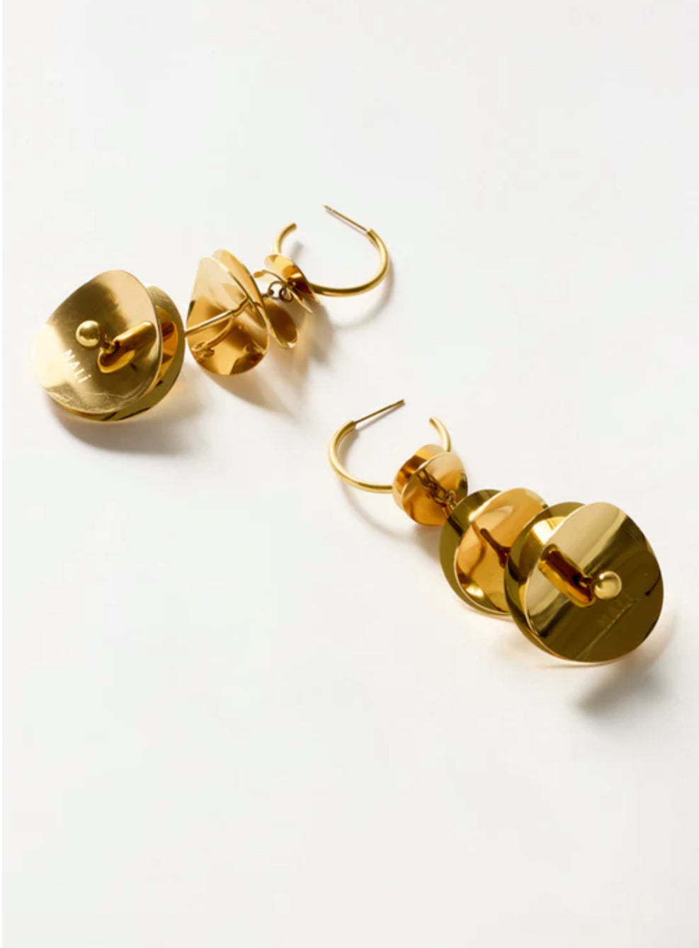 NALI Gold Hoop Earrings with Pendant Discs