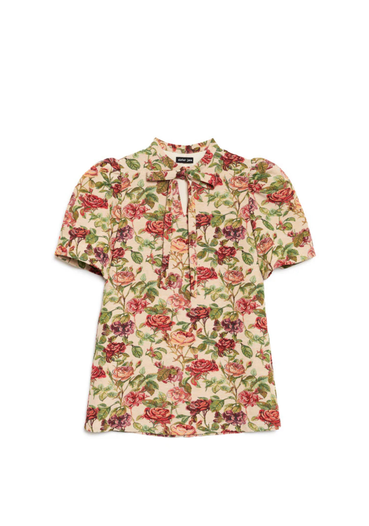 Sister Jane Rose Printed Tapestry Dress with Puff Sleeves