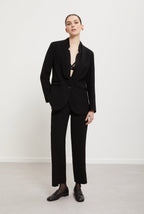 Ottod’Ame Black Straight Leg Trousers with Embellished Side Stripe