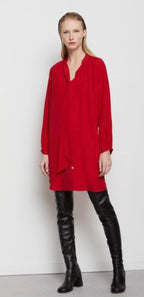 Ottodame Cardinal Red Silk Mix Pussybow Dress