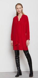 Ottodame Cardinal Red Silk Mix Pussybow Dress