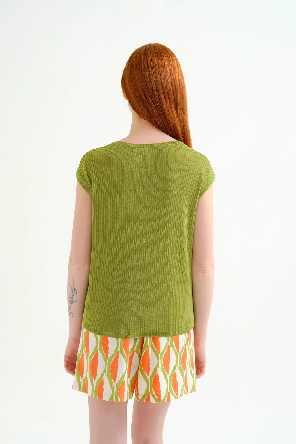Compañía Green Fine Knit Ribbed Top