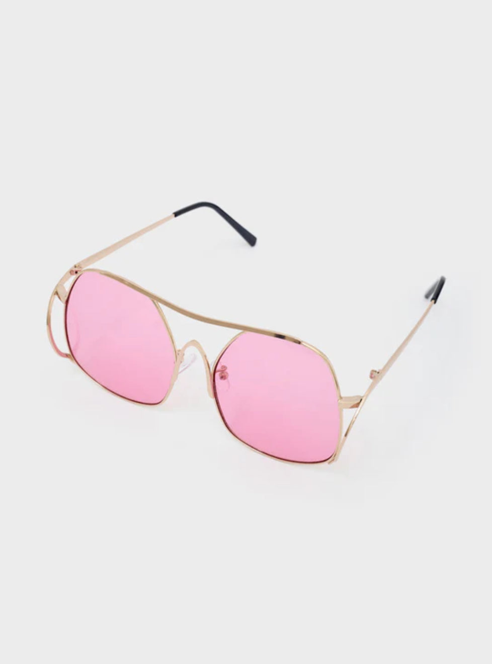 NALI MINA Oversized Aviator Sunglasses with Pink Lenses