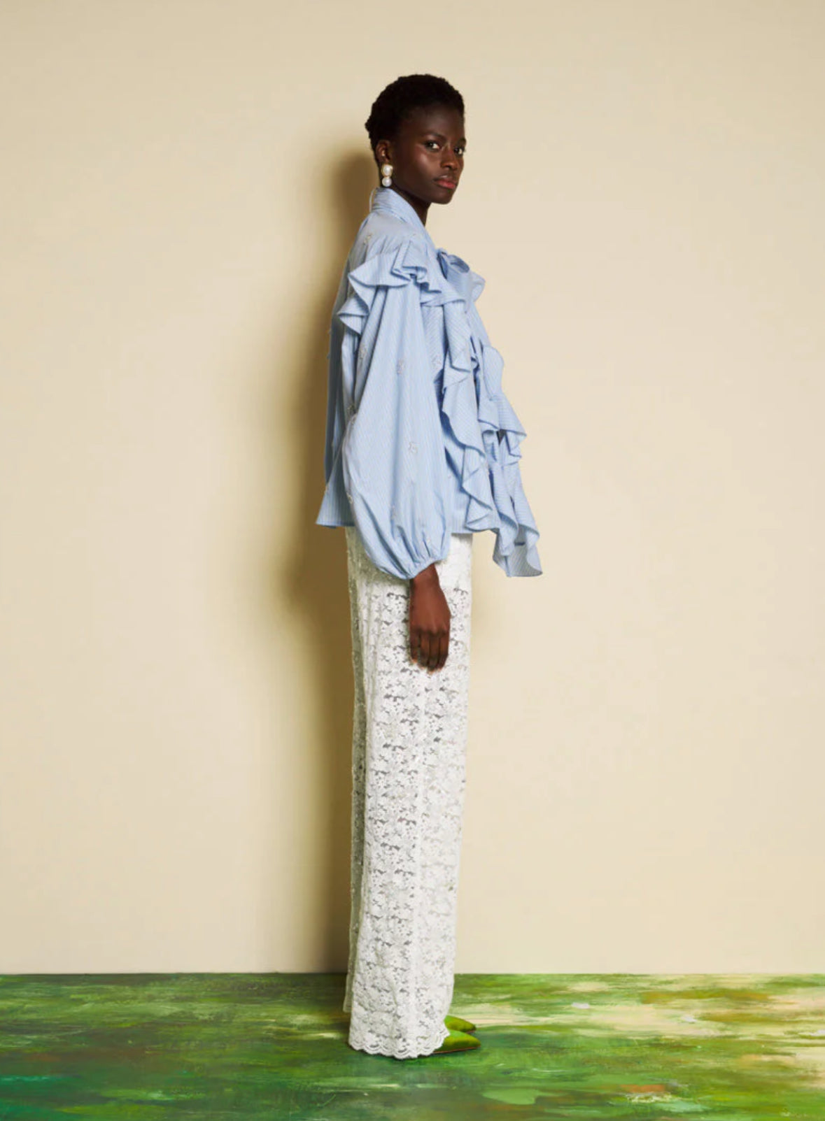 DREAM Sister Jane Blue Stripe Pussybow Fresco Blouse