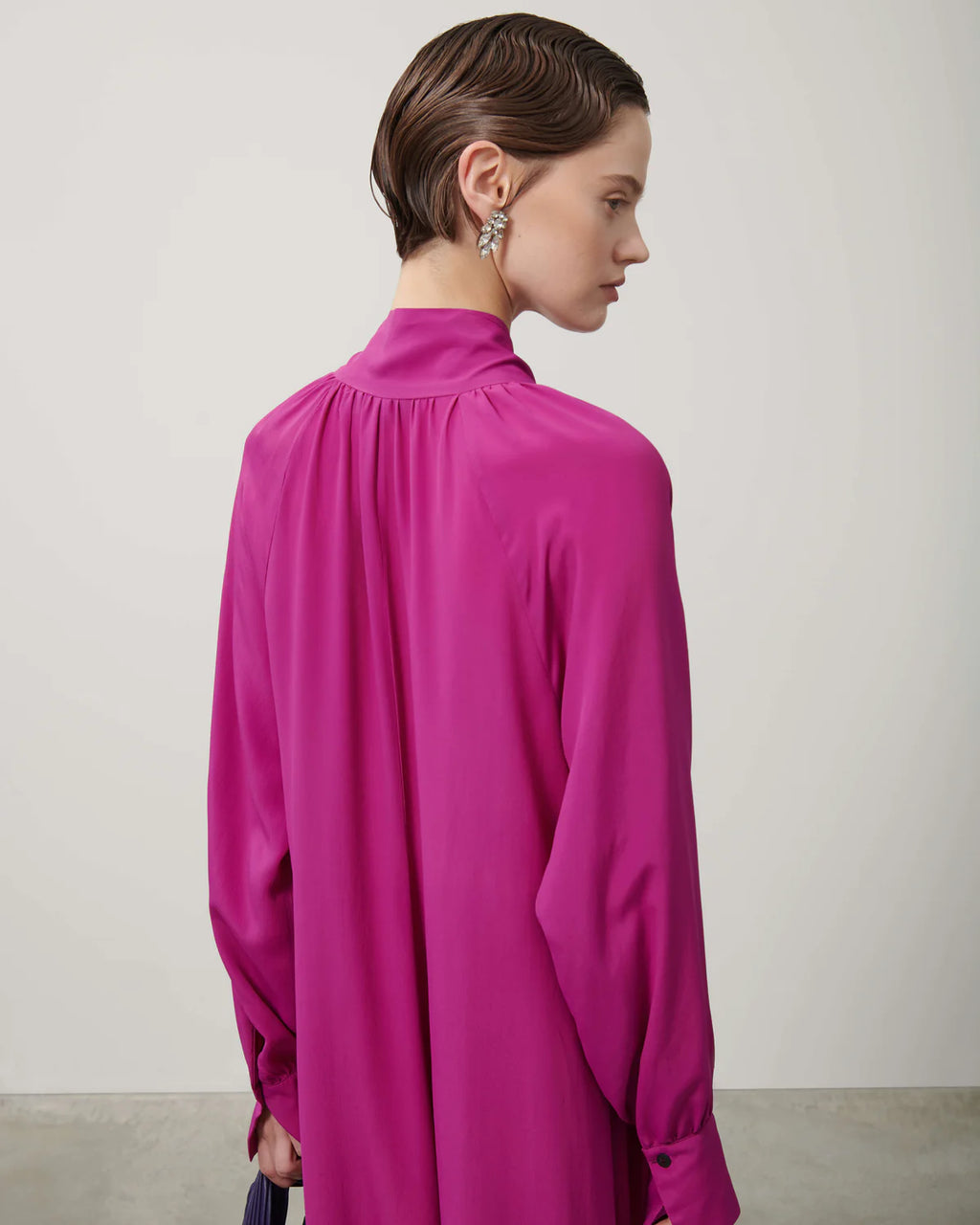 Beatrice B. Magenta Long Silk Blend Dress