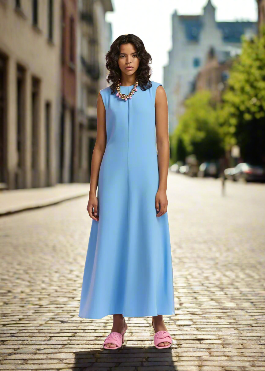 Essentiel Antwerp Blue Maxi-Length Dress SYBIL Boutique Essentiel Antwerp Blue Maxi-Length Dress SYBIL Boutique
