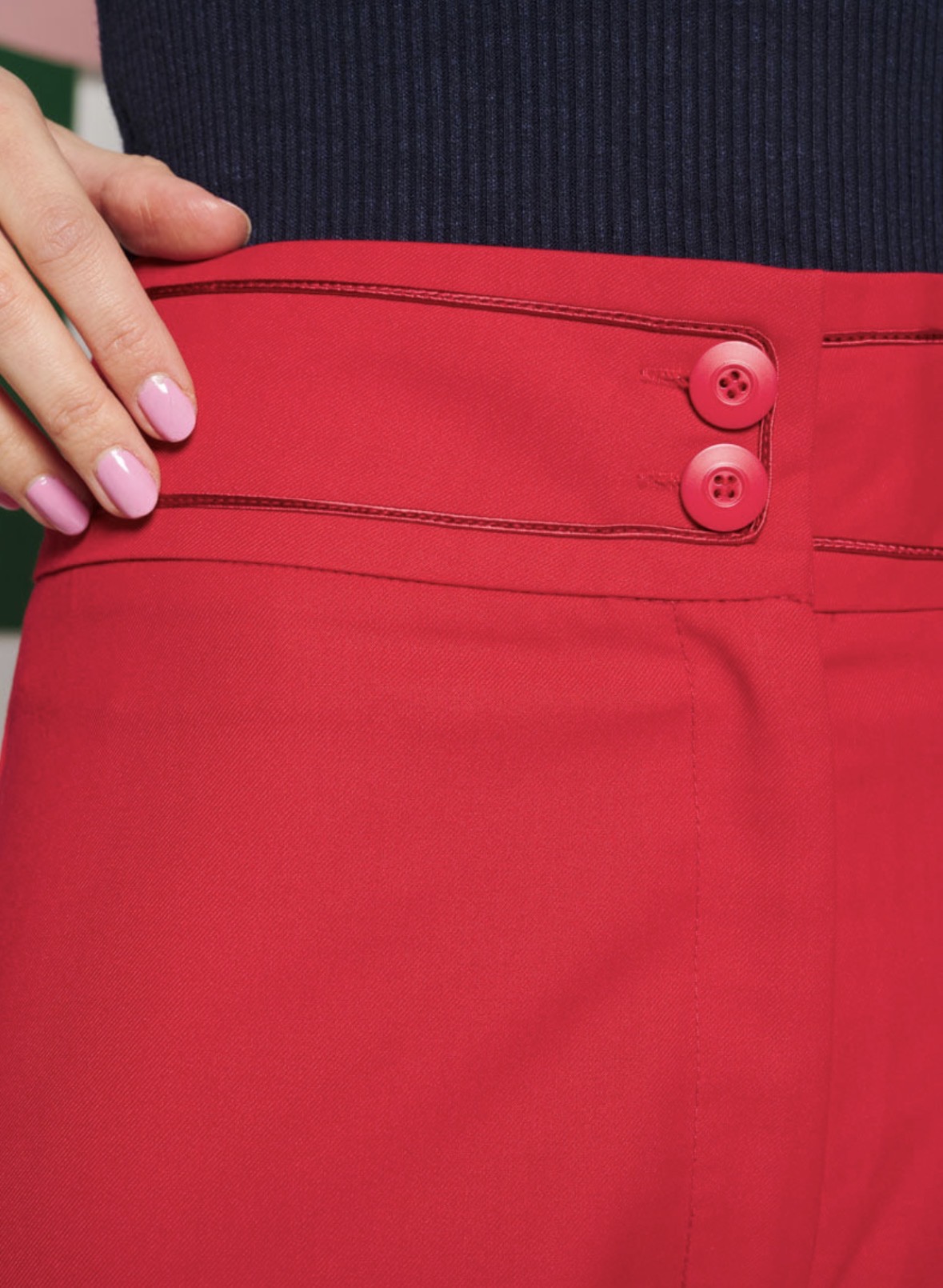 Sister Jane Red High Waisted Flared Trousers