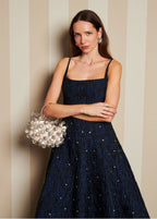 DREAM Sister Jane Navy Midi Dress with Crystal Embellishments