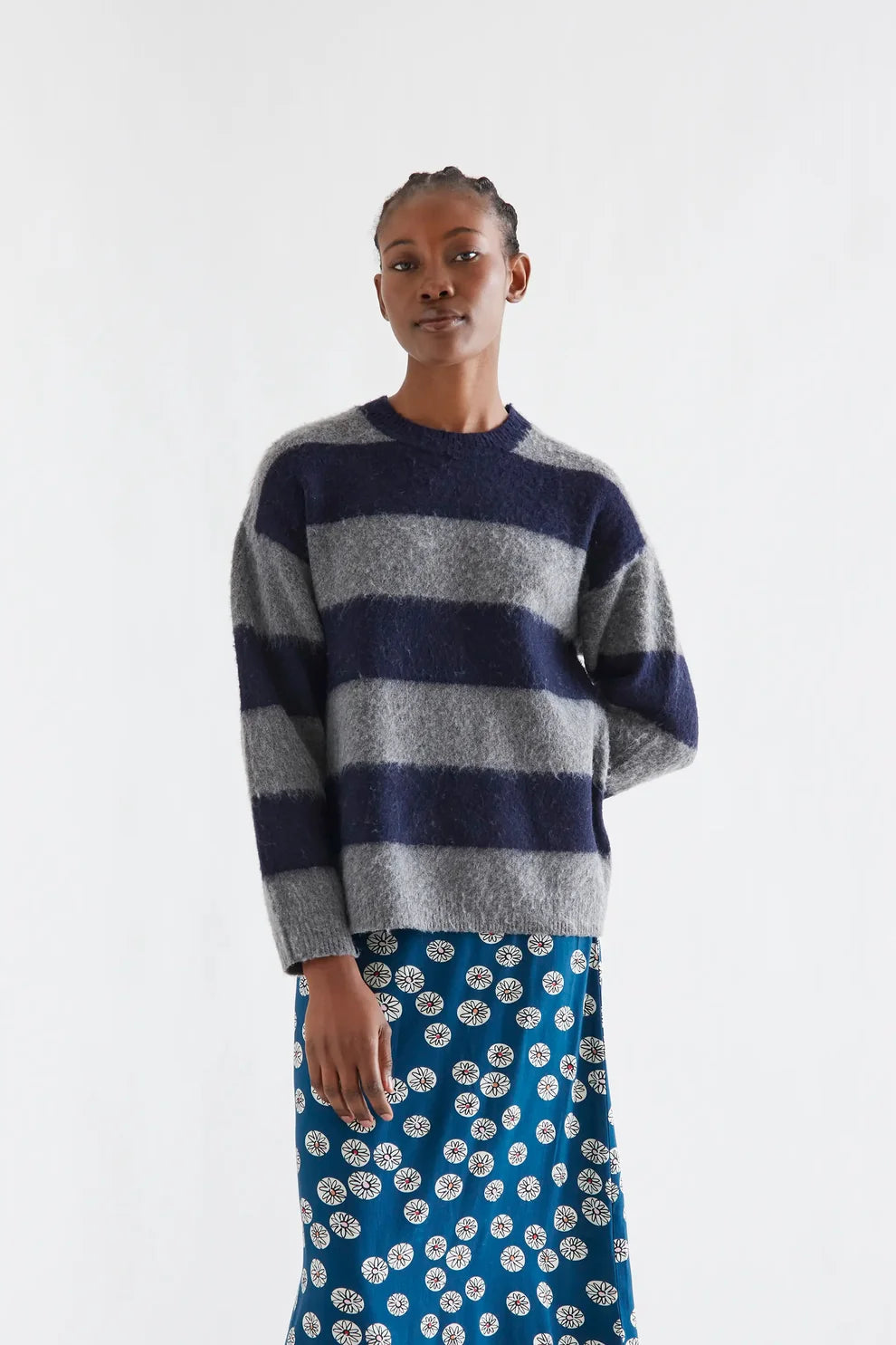 Compañia Fantástica Navy & Grey Striped Knit Jumper