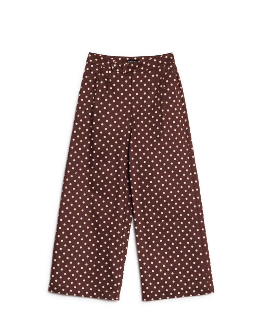 Sister Jane Brown Polka Dot Canvas Wide Leg Trousers