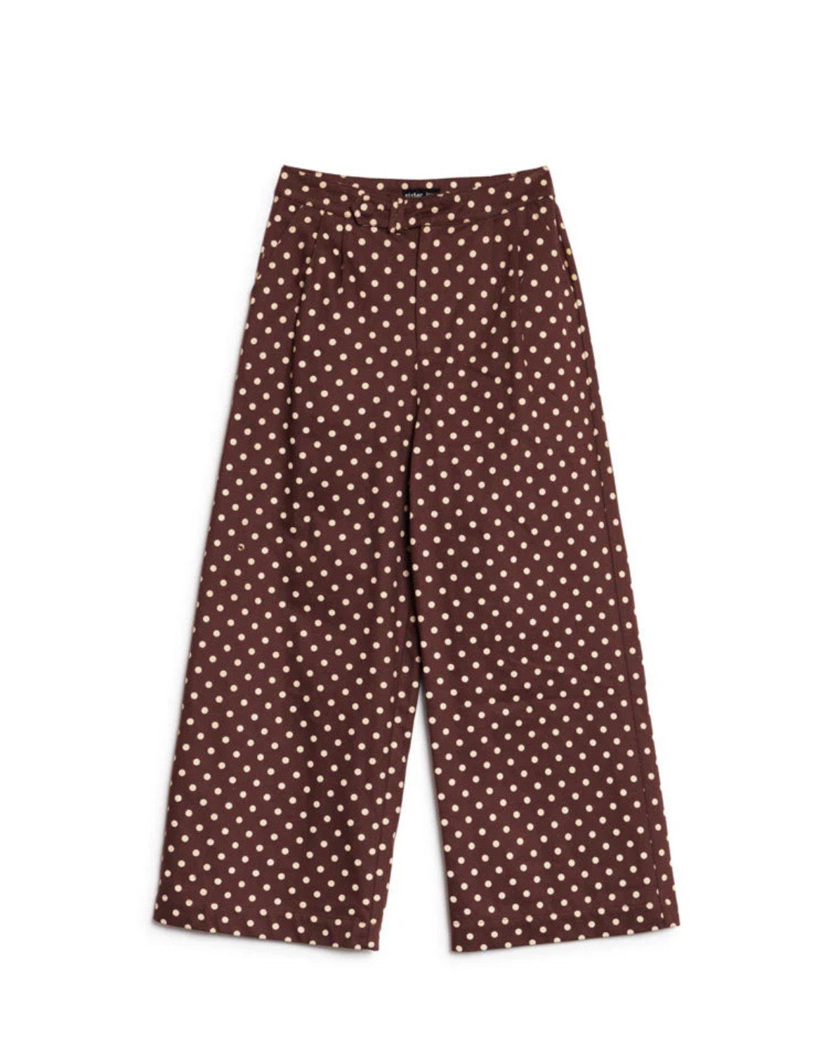 Sister Jane Brown Polka Dot Canvas Wide Leg Trousers