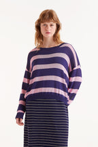 Compañia Fantastica Navy & Pink striped knit jumper