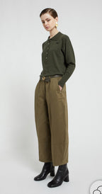 Ottod’Ame Army Green Barrel Leg Trousers