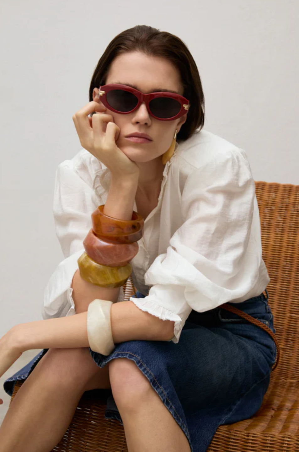 NALI JANICE Red Oval Sunglasses
