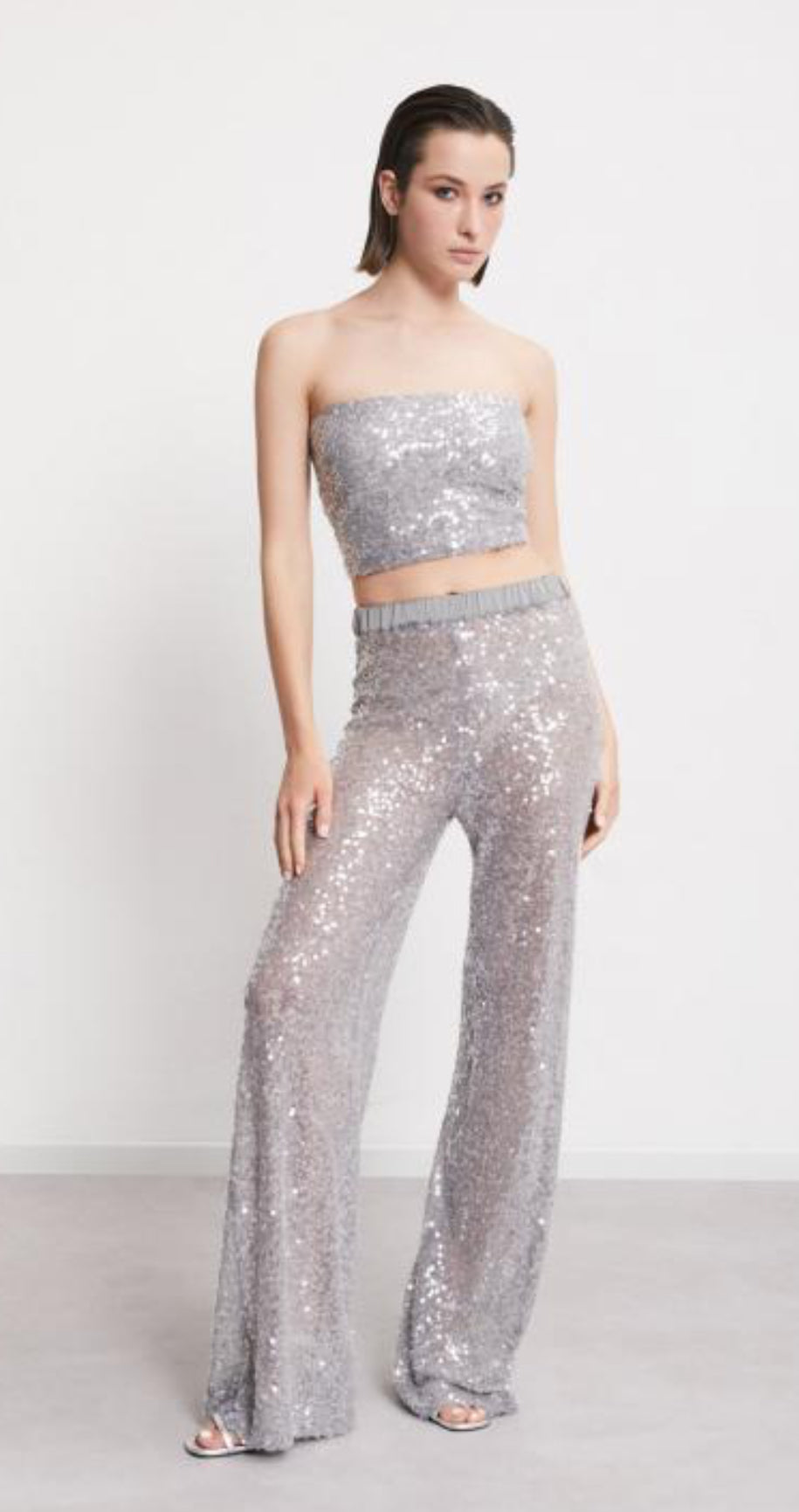 Ottod’Ame Silver Sequin Palazzos