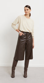 Ottod’Ame Chocolate Brown Faux Leather Culottes