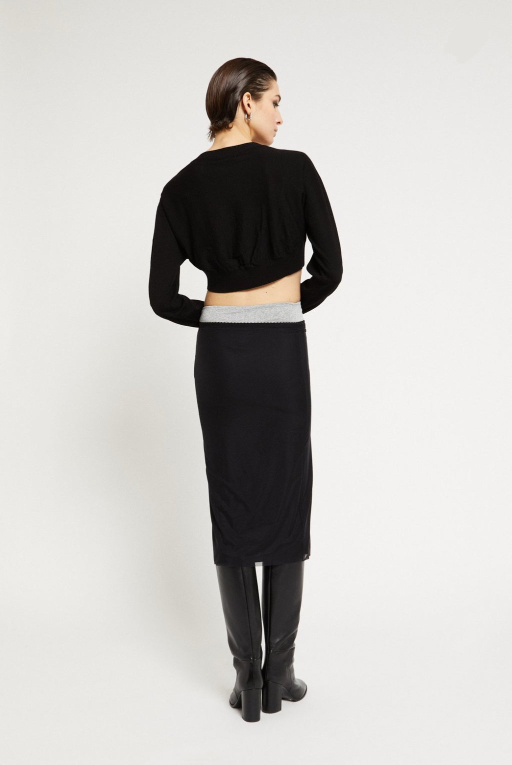 Ottod’Ame Black Tulle Skirt with Rhinestone Embellishment