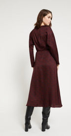 Ottod’Ame Long Sleeve Burgundy Print Midi Dress