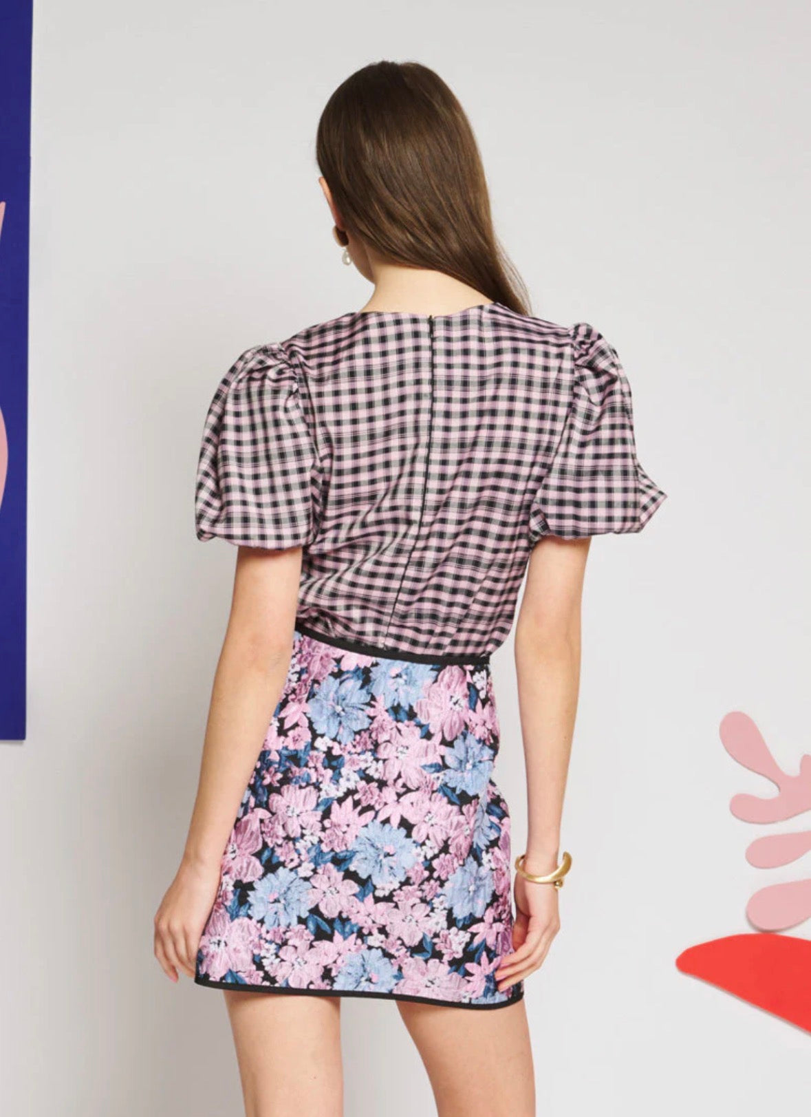 Sister Jane Lilac & Black Tartan Check Bodice Top