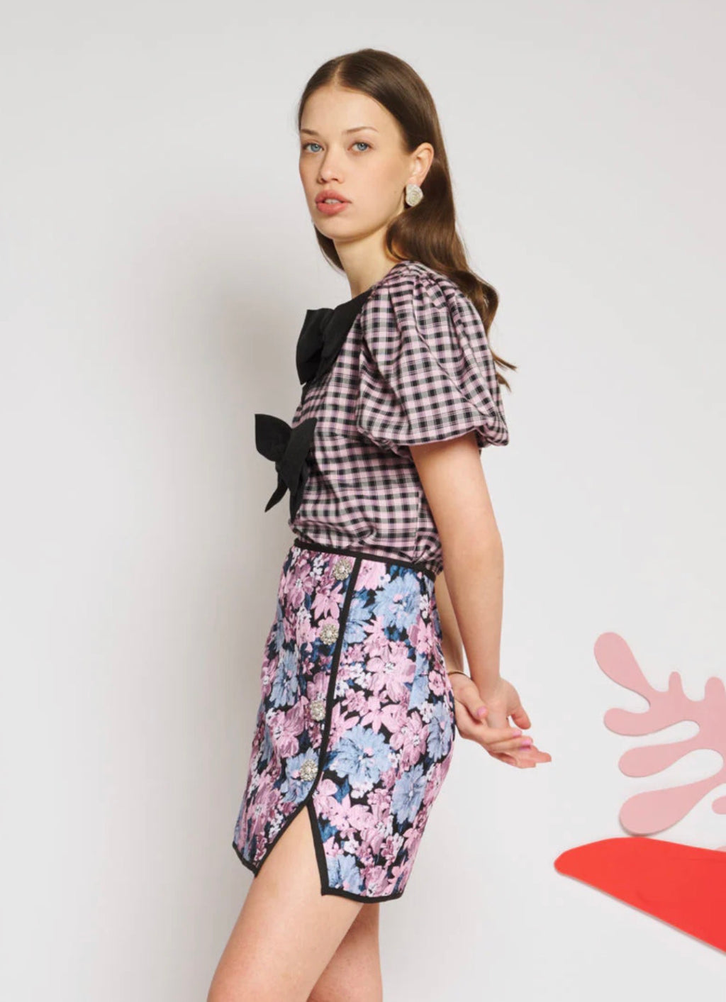Sister Jane Lilac & Black Tartan Check Bodice Top