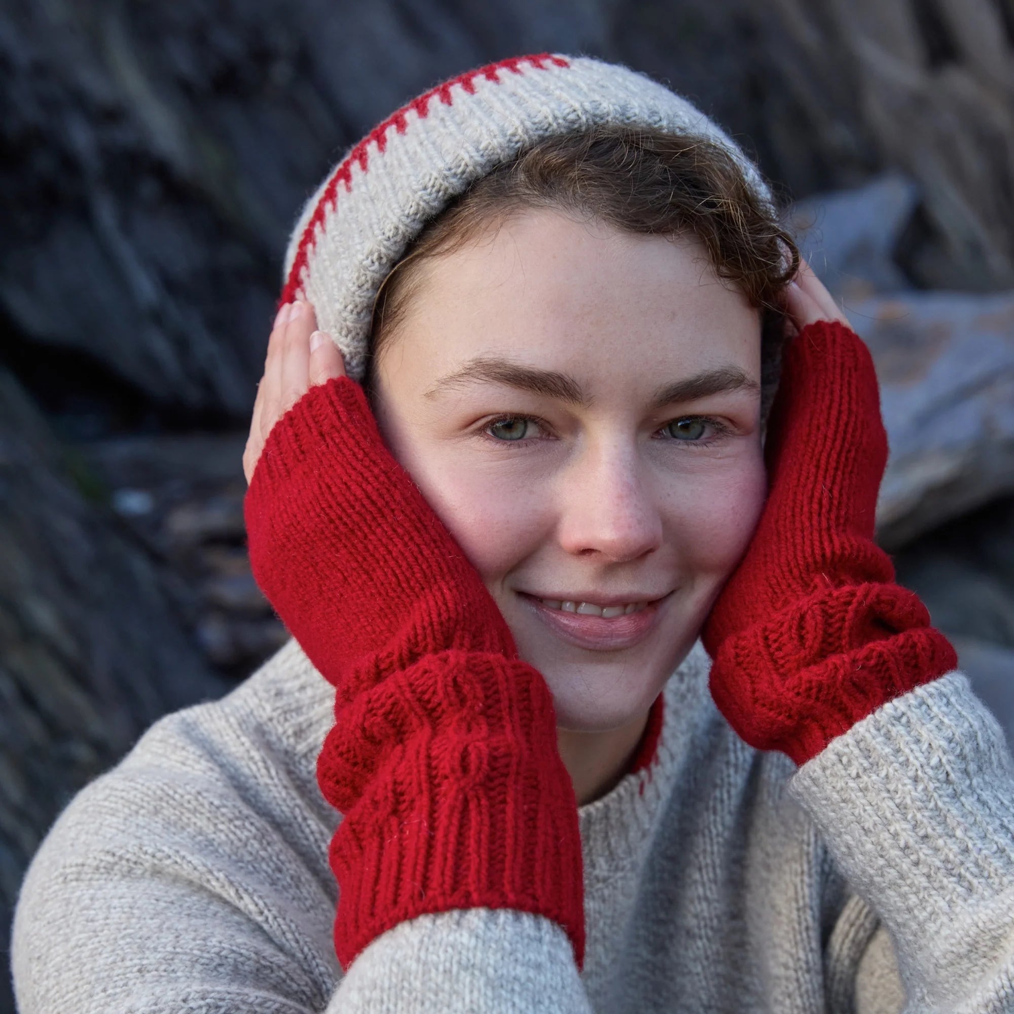 Fisherman Out of Ireland Red Merino Wool Cashmere Hand Warmers