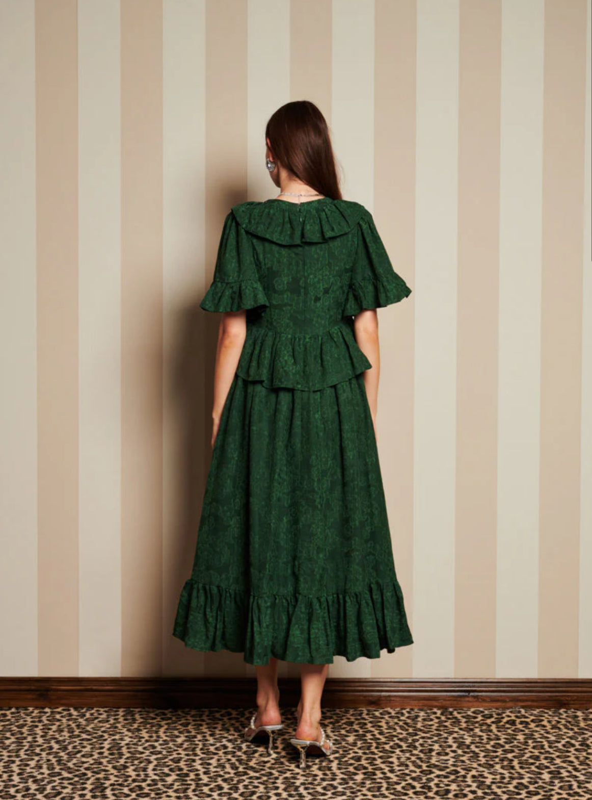 DREAM Sister Jane Dark Green Jacquard Maxi Dress