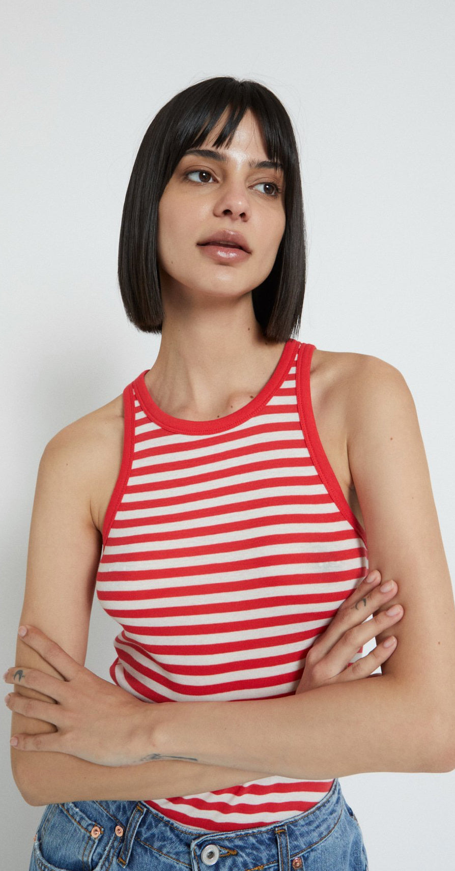 Ottod’Ame Red & White Striped Tank Top