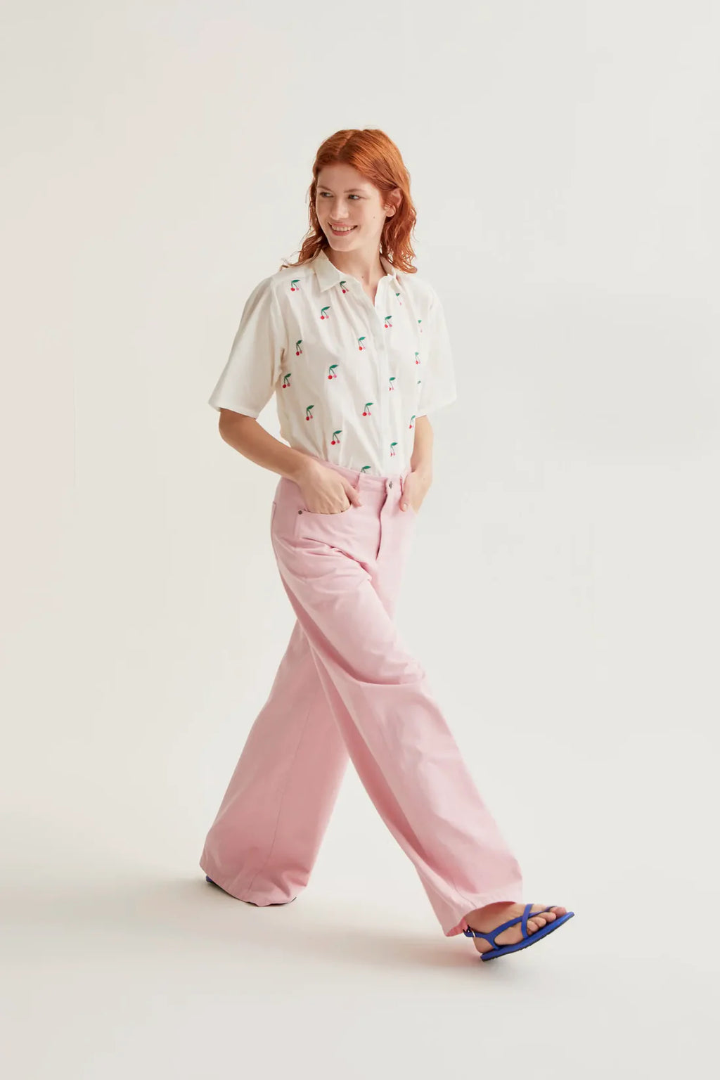 Compañía White Shirt with Cherries print